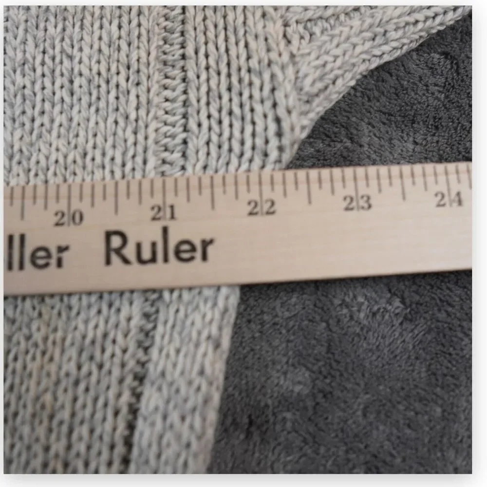 GANT‎ Hand Framed Sweater Heavy Cotton Medium Gray Shawl Collar Fisherman Cable